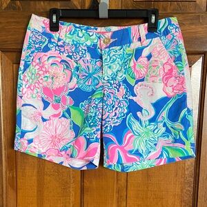 Lilly Pulitzer Multicolor Floral Print Bermuda Shorts - Blue, Pink, Green